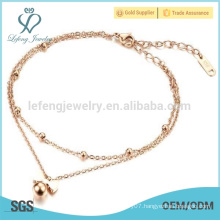New rose gold beads chain ankle bracelet,titanium steel anklets jewelry for women